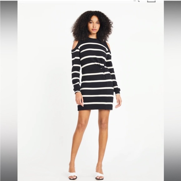 Tanya Taylor Striped Shirley Cold Shoulder Dress - Picture 1 of 9